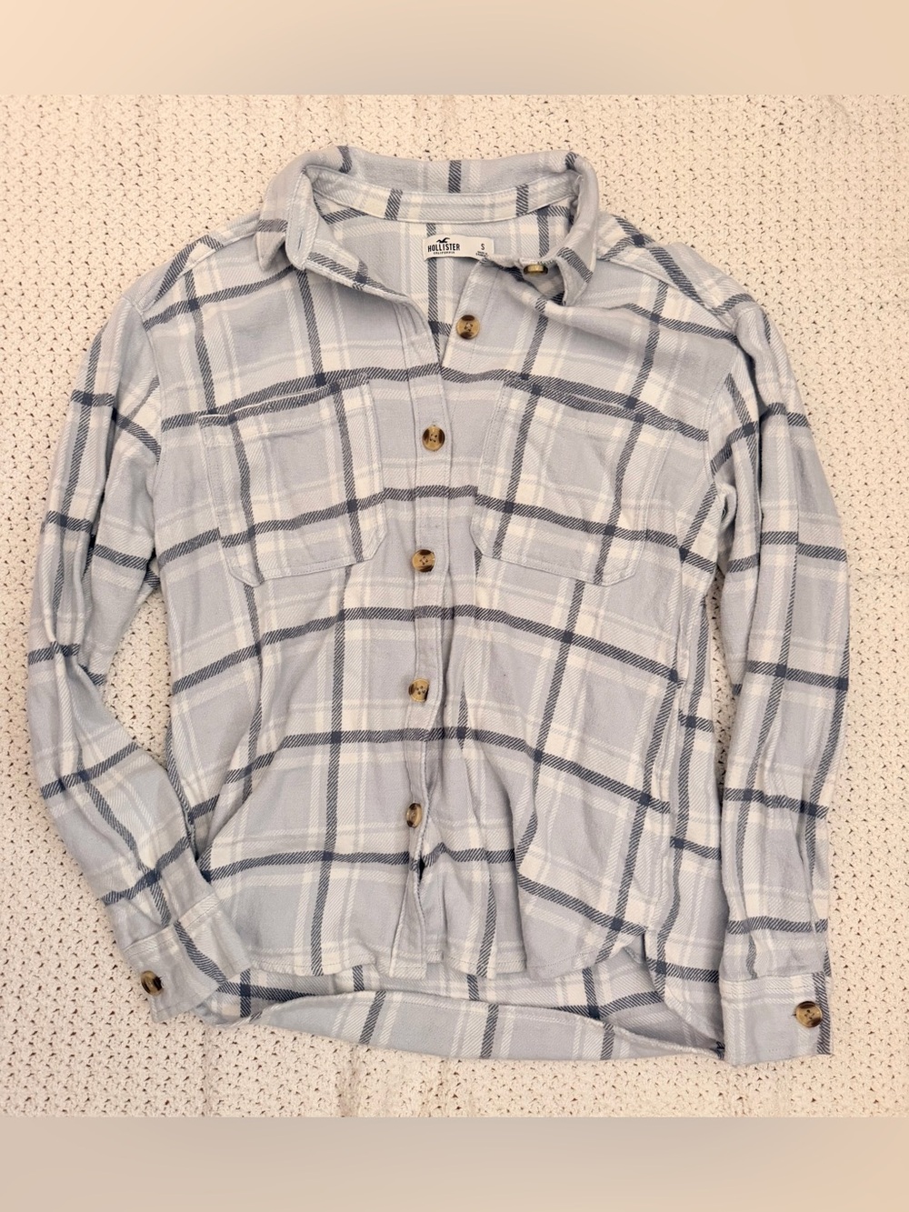 Hollister Light Blue Plaid Button-Up Shirt